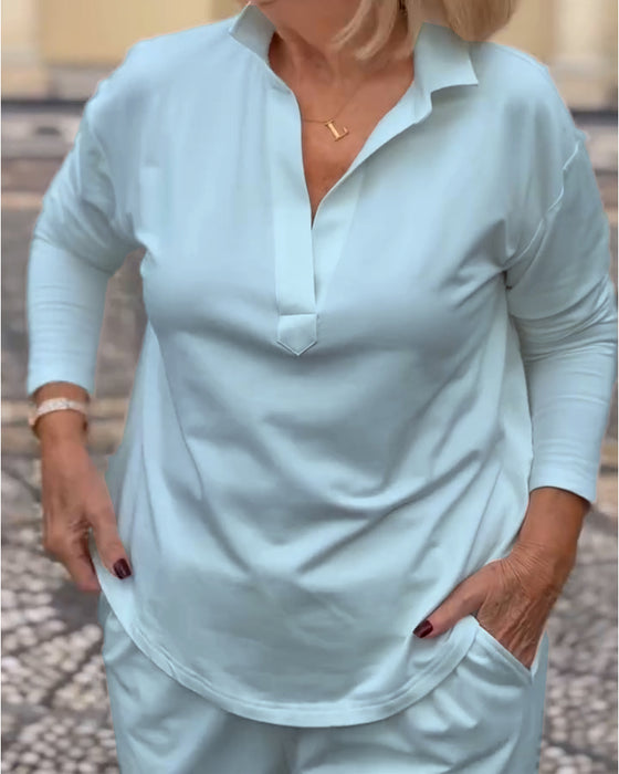 Sportsbluse Med Lange Ærmer Og Krave