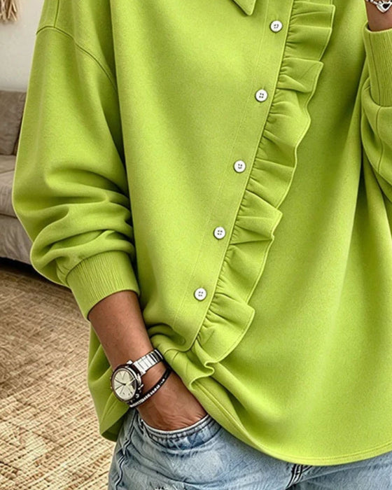 Sweatshirt Revers Rysjer Diagonal Knap