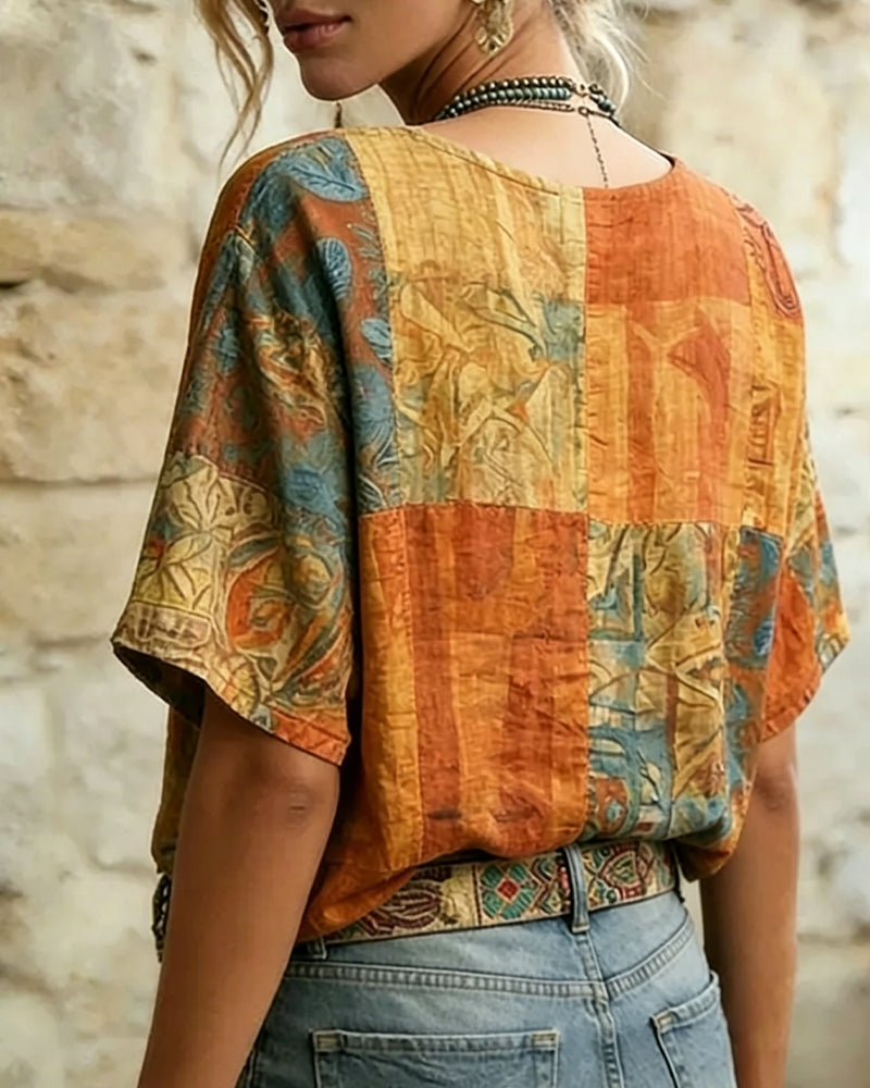Bluse Vintage Guldsmedetryk Afslappet
