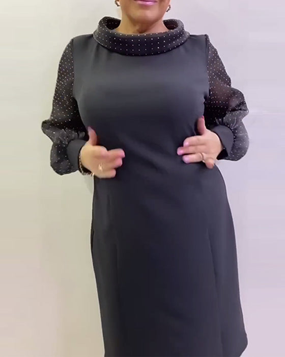 Kjole Lanterne Ærme Mesh Patchwork