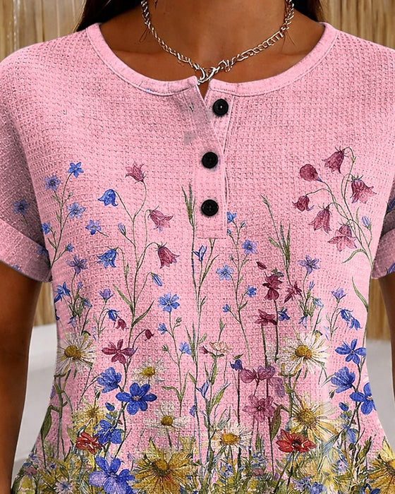 Top Henley Vildblomst Daisy Vaffel