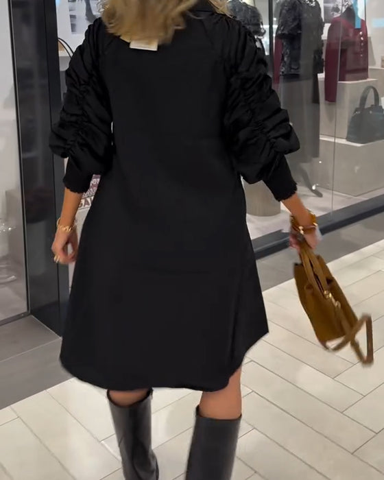 Kjole Mode Skjortekrave Ensfarvet