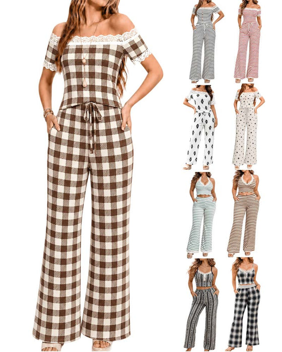 Set Off-Shoulder Blondekant Stribe Bred Ben Bukser