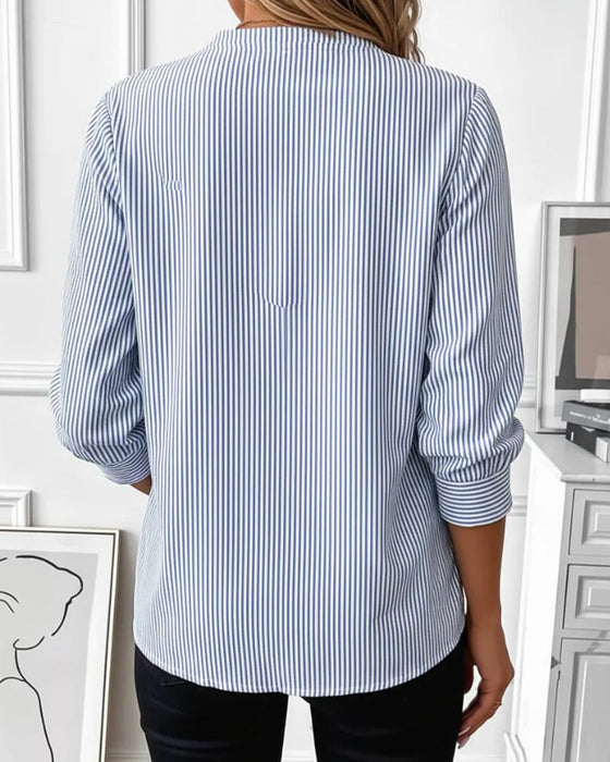 Bluse Stribet Patchwork Lynlås Op