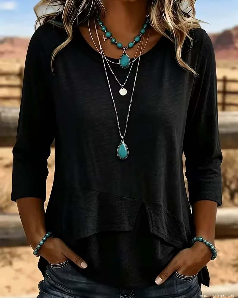 Top Crew Hals Patchwork Asymmetrisk Søm