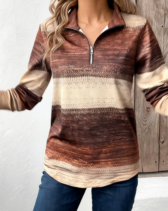 Sweatshirt Stånde Krave Halvlynlås Gradient