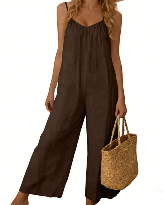 Jumpsuit Tynde Remme Enfarvet