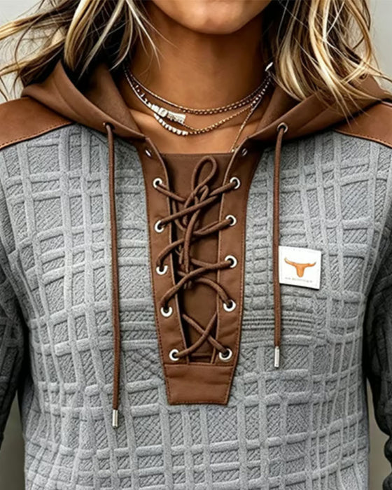 Hoodie Bindebånd Farveblok