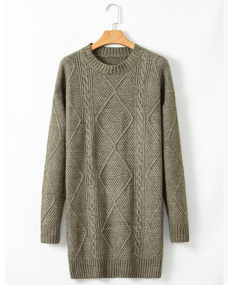 Strikkjole afslappet rund hals ensfarvet