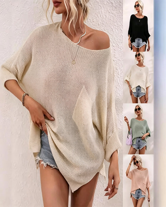 Pullover Ensfarvet Med Lomme
