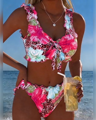 Bikinis Blomstret Leopard Lapværk