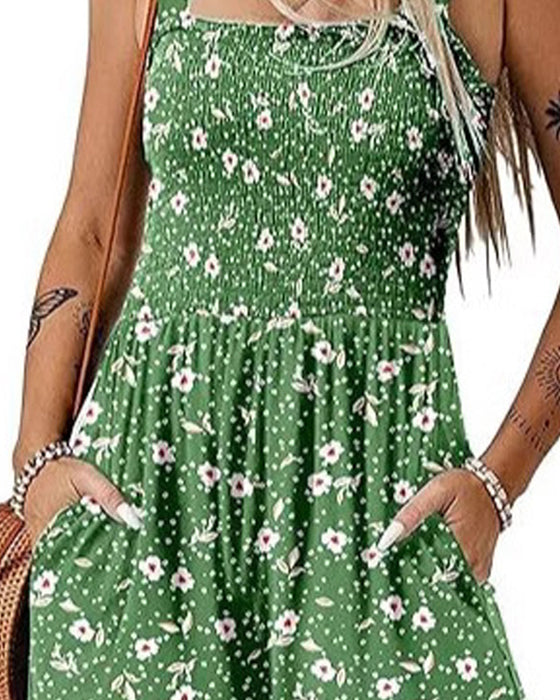 Jumpsuit blomstret afslappet stropshorts