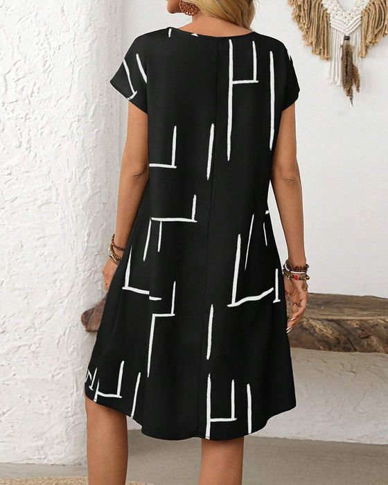 Kjole Dame Sommer Casual Tryk Rund Hals