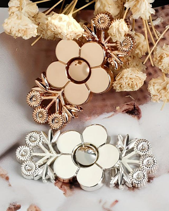 4-Delers Blomstermønstret Denim Bæltestrammer