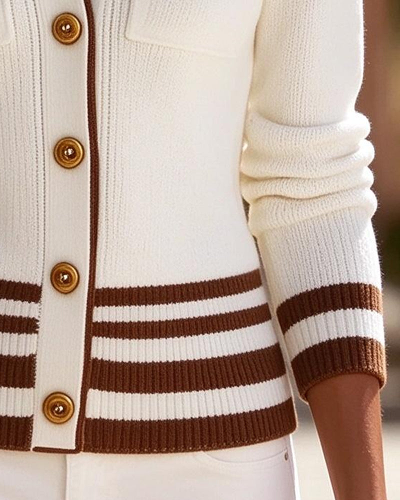 Cardigan Slag Knap Stribe