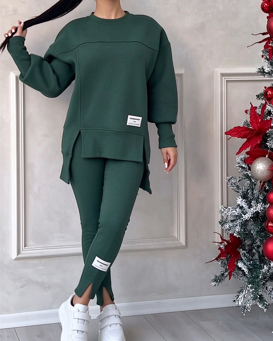 Sæt Trykt Sweatshirt Og Joggingbukser