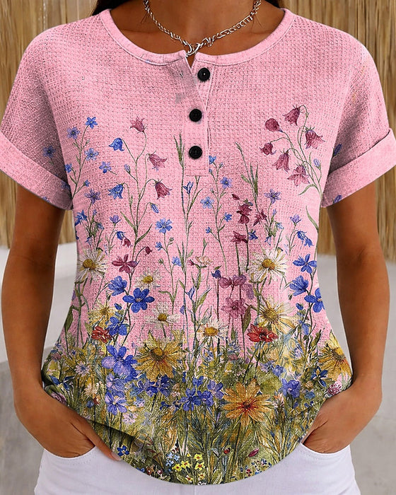 Top Henley Vildblomst Daisy Vaffel