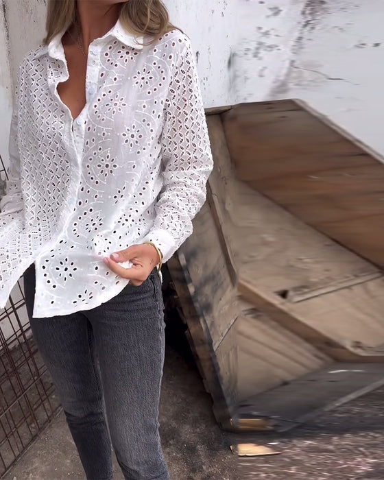 Skjorte Langærmet Flip Udskåret