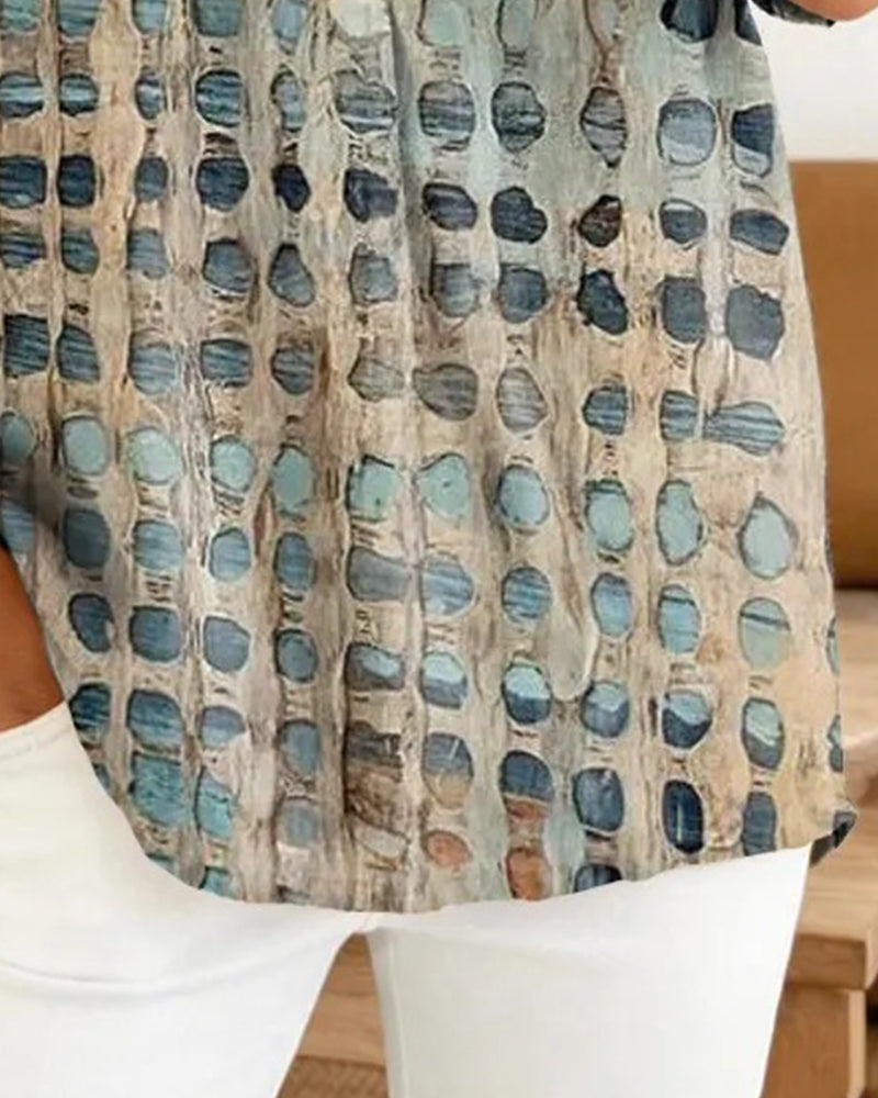Bluse Prikket Tryk Knap Halv Stolpe