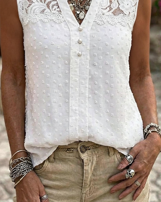 Tank Top Blonde Jacquard Ærmeløs