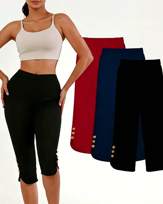 Leggings Ensfarvet Slim-Fit Afkortet