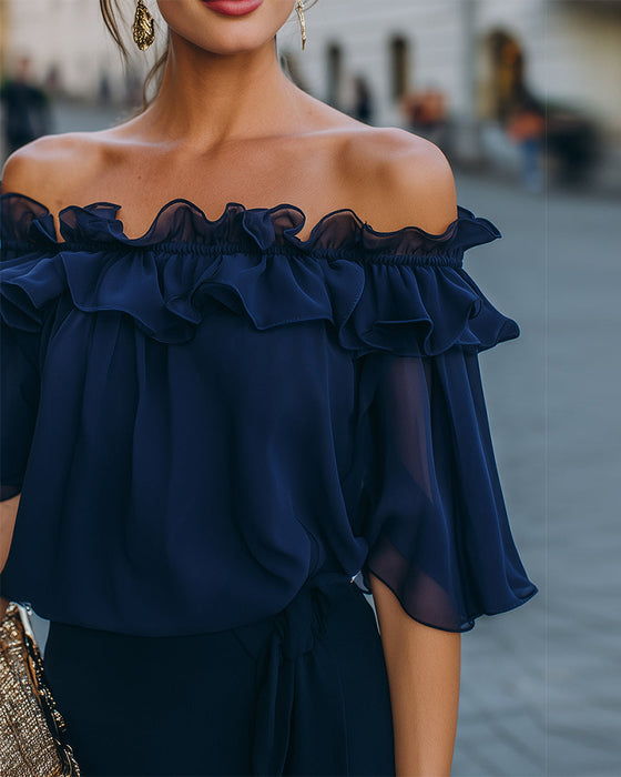 Bluse Elegant Off-Shoulder Flæse