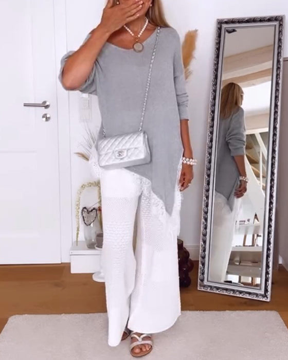 Pullover Off-Shoulder Fald Uregelmæssig