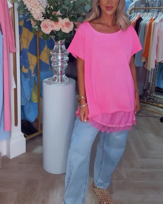 T-shirt Blonde Splejset Kort Ærme