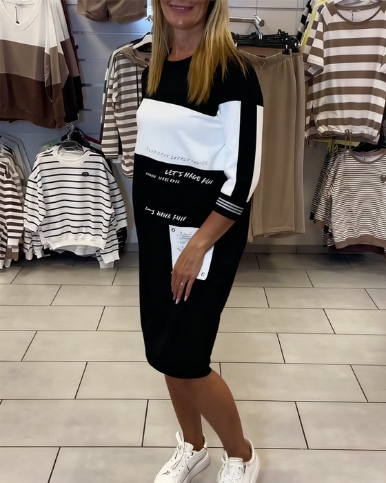 Kjole Med Kontrastfarvede Paneler