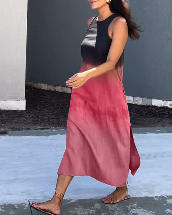 Kjole uden ærmer med gradientfarveskema