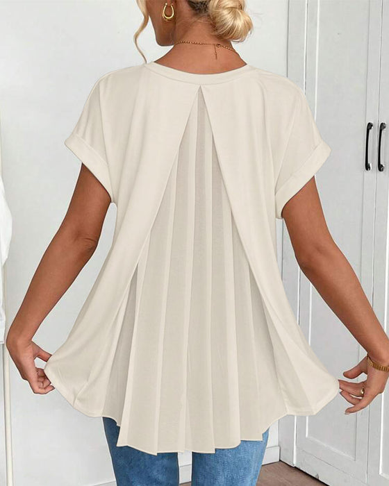 T-Shirt Kortærmet Ensfarvet Patchwork