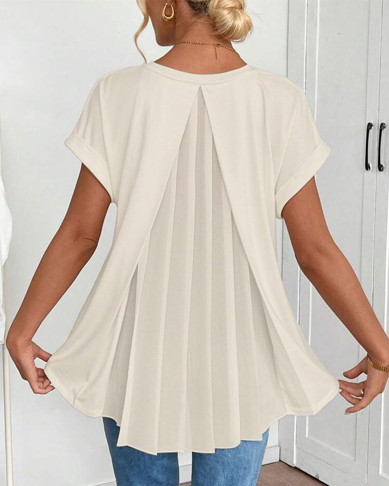 T-Shirt Kortærmet Ensfarvet Patchwork