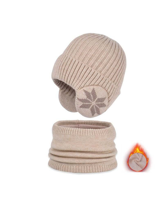 Varmt striksæt | Vinterhue med halstørklæde