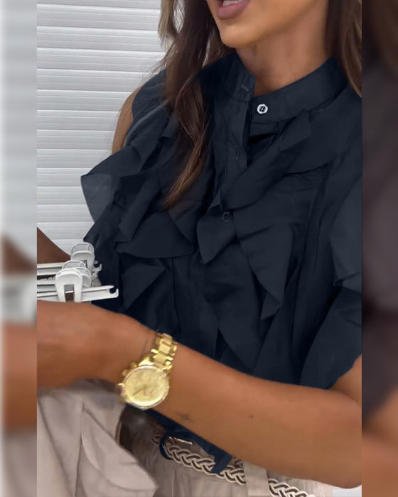 Tank Top Designer Ruffle Ærmløs