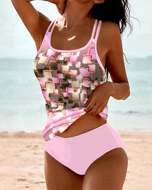 Badedragt Todelt Farveblok Print