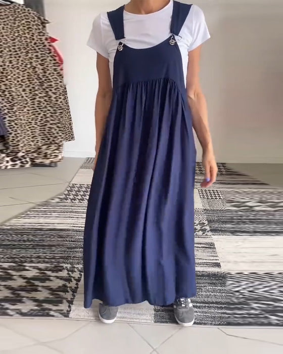 Kjole afslappet ensfarvet hofteholder