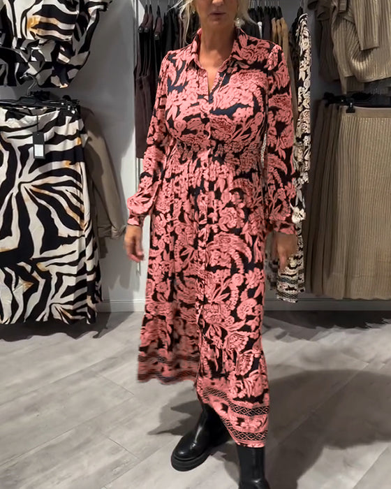 Modekjole Med Reverskrave Og Print