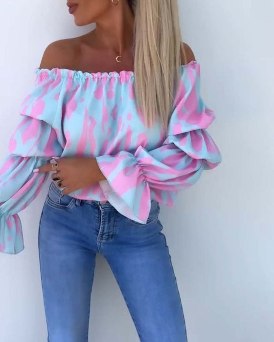 Farverig off-shoulder top