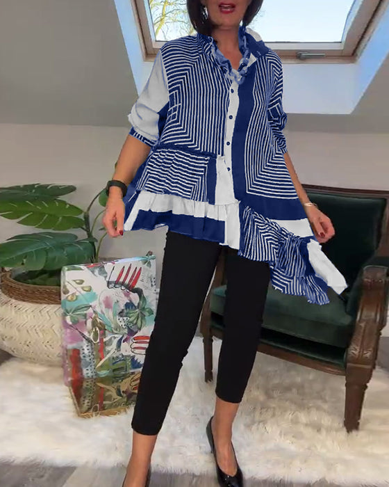 Patchworkskjorte i uregelmæssig stil