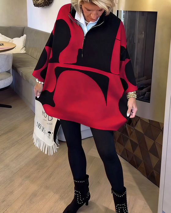 Pullover Med Halv Lynlås Og Moderne Stående Krave