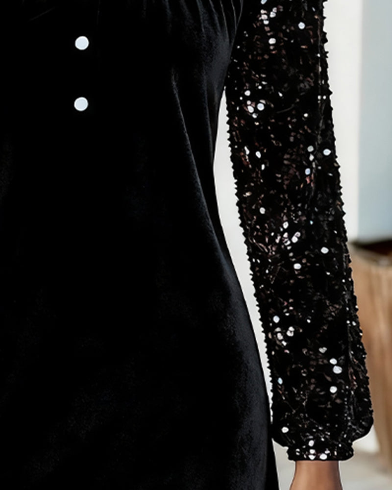 Pallietbesat Fløjlspatchworkkjole