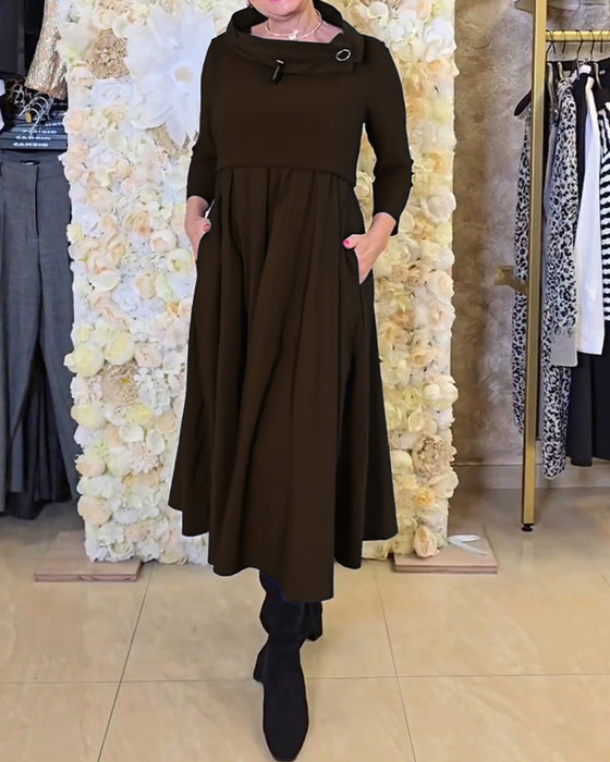 Kjole Fashionable Street Ensfarvet A-linje