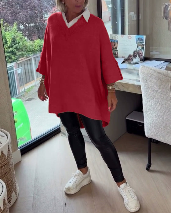 Genser Med V-Hals, Knappet Og Asymmetrisk Egenskaper