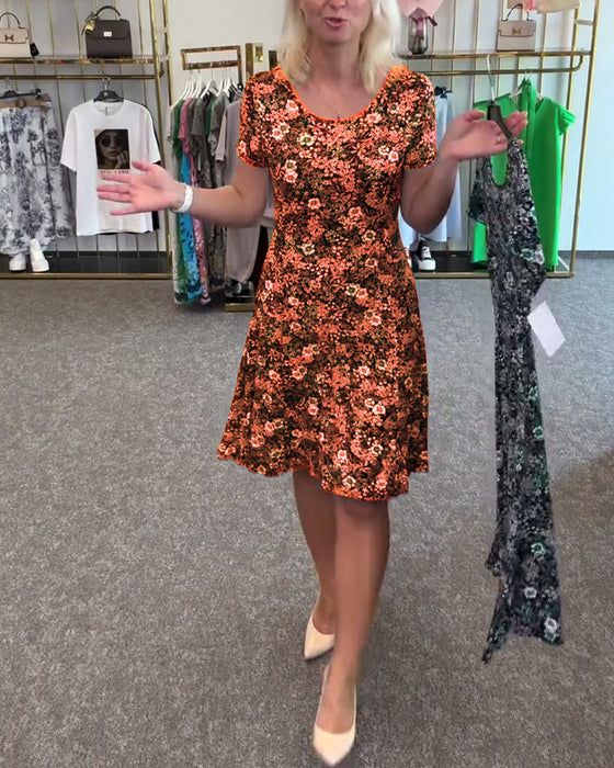 Kjole Stilfuld Slank Talje Trykt