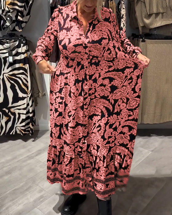 Modekjole Med Reverskrave Og Print