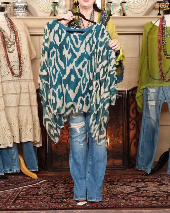 Bluse Flagermusærme Tryk Langærmet