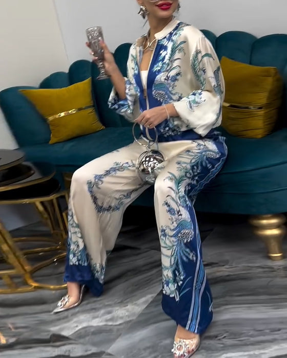 Bredbenet Jakkesæt Temperament Stående Krave Lynlås