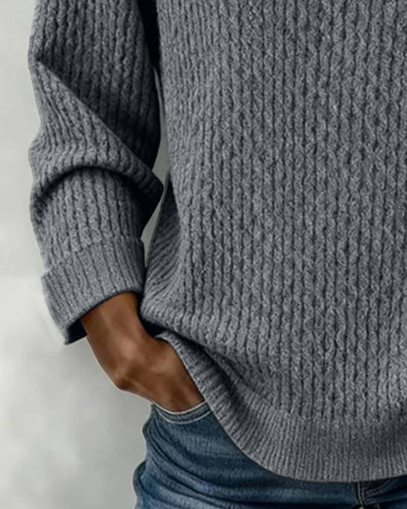 Sweatshirt med lange ærmer, afslappet ensfarvet