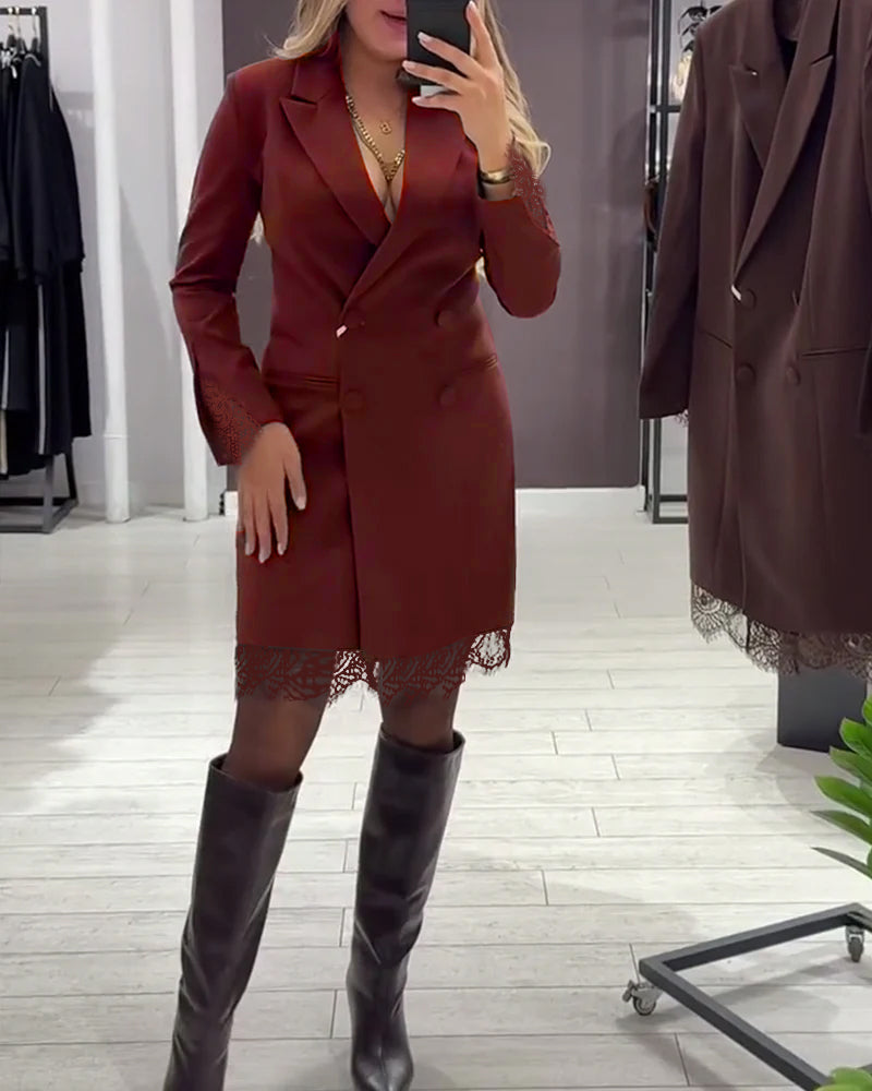 Kjole Med V-Hals Og Indslag Til Arbejde