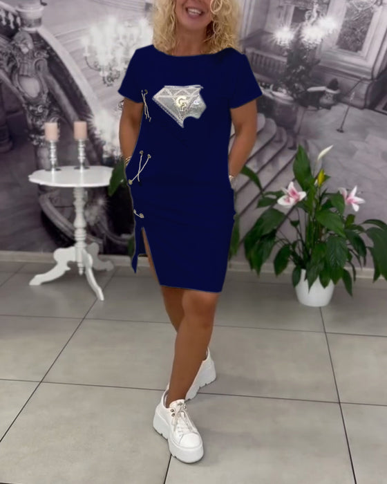 Kjole Printet Tætsiddende Slids